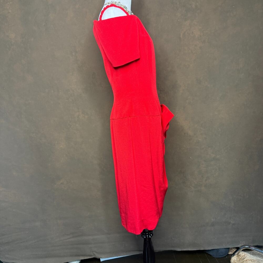 Morton Myles Red Bow Cocktail Dress 6 | Vintage 80s, Glam, Old Money - Picture 4 of 10